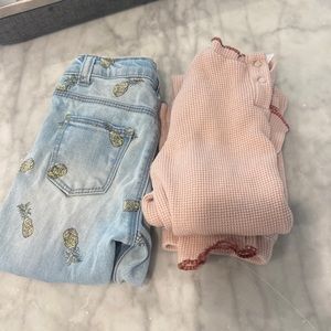 Lot bundle of zara girls toddler 2T jeans thermal set